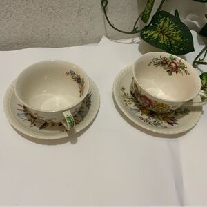 Set of 2 Vintage Windsor Ware Garden Bouquet Johnson Brothers Cup and Saucer Set